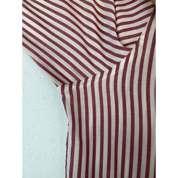 Saddlebred Men's Button Down Shirt Wrinkle Free XXL Red White Striped Cotton - Picture 8 of 9